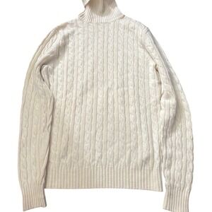 Suitsupply Wool Cashmere Cable Knit Turtleneck Sweater Cream Mens Small BB25